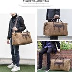 Oversized Travel Duffel Bag Waterproof Canvas Genuine Leather Weekend bag Weekender Overnight Carryon Hand Bag Brown Photo 6