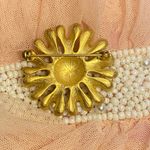 Gold Tone Sunflower Brooch Pin Floral Statement Costume Jewelry Photo 1