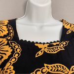 Tropical Blouse Square Neckline Floral‎ Short Sleeves Tie Back Women Black Size L Photo 9