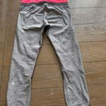 Lululemon Sz 6 Inspire Tight Leggings Grey Pink Neon Zip Front Pockets Running Photo 5