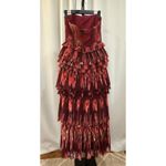 Hutch Nalina Strapless Floral Tiered Tulle Maxi Dress Wine Floral Sz XS/S NWOT Photo 10