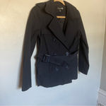 Forever 21 F21 Navy Blue Short Trench Raincoat Jacket w Belt, Size Small Photo 5