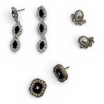 Beautiful Rhinestone Earrings Set 3 Formal Event Dressy Glam Jewelry Night Out Silver Photo 0