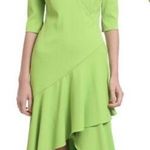 Badgley Mischka lime green v-neck ruffle dress NWT Photo 0