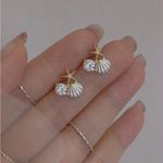 Starfish Shell Earrings Gold Photo 1