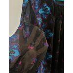 Mossimo Top Womens Large Black Y2K Fairy Grunge Boho Sheer Blouse Paisley Floral Photo 1