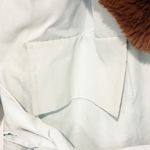 Staud Mint Green Fir Collar Belted Puff Sleeve Trench Coat Removable Collar Size L Photo 4