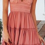 Sweet Threads V- Neck Sleeveless Flowy Mini Dress Blush Photo 0