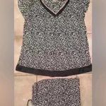 Anne Klein black and white leopard, short sleeve, 2 piece pajama set; size L Photo 0
