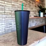 Starbucks  NEW Stainless Steel Green & Blue Ombré 24 oz Tumbler with Straw Photo 1