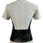 Tibi Whitby Faux Leather Panel Fit & Flare Dress 2 Stretch Tweed Monochrome Photo 6