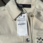ZARA  Rhinestone Beaded Pocket Cotton Jacket Ivory cream Colored‎ NWT Photo 9