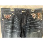 Miss Me Women's denim jeans Mid-Rise Easy Skinny Aztec print large stitch sz 30 Photo 7