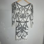 Scala  vintage beaded long sleeve backless formal mini cocktail dress woman's 0 Photo 1