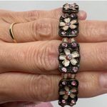 Pretty Hippie Flower‎ Bracelet Pink Rhinestone Stretch Costume Jewelry Photo 3