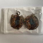 Western style wooden with sunflower shape‎ pattern drop hook earrings Brown Photo 7