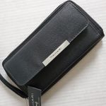 Tahari  All Black Pink Floral Front Pocket Wristlet Photo 1