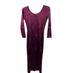 Crushed Velvet Maxi Dress Burgundy Deep VNeck Button Front Gold Sparkle Lining S Photo 1