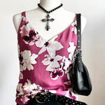 Pink Floral Tank Top, Y2K, Coquette, Boho,‎ Fairycore, Soft Girl, Small Photo 0