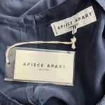 Apiece Apart Dress Cape Sleeve Layered Sheath Tasseled Cupro Navy Blue Size 6 Photo 10