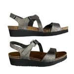 Naot Pamela Snake Skin Print Silver Metallic Leather Sandals Women’s 36 US 5 Photo 4