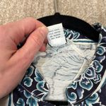 Citron Santa Monica Cotton Silk Three Button Blazer Floral Butterfly Large Read Blue Photo 7