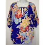 Yumi Kim  Anthropologie Blue Floral 100% Silk Blouse Top Size S Small EUC!! Photo 1