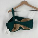 Shade & Shore  Lightly Lined One Shoulder Bikini Top Womens 34DD Teal Keyhole Photo 5