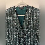 Ann Taylor Tweed Shimmer Green V-Neck Cardigan Jacket Size 8 Photo 4