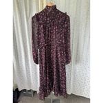 Julia Jordan Floral Chiffon Mockneck Tie-Back A Line High-Low Lined Midi Dress 4 Photo 1