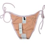J.Crew  Ribbed curved-waist cheeky string bikini bottom in‎ Pale Blossom S NWT Photo 3