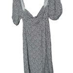 Slate + Willow  Black White Sweetheart Neck Ditsy Floral Tie Front Dress Size M Photo 4