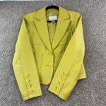 Spiegel Womens Size 6 Yellow Leather Blazer Jacket Pockets Buttons Workwear Chic Photo 1