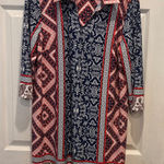 Chico's  Women's Size‎ Large US 12 Vanity 2 Coral Navy Paisley Print Shirt Dress Photo 0