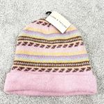 New Lord and Taylor Angora Wool Pink and Brown Stripe Knit Winter Cap Beanie Photo 0