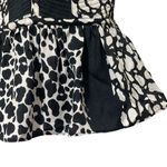 Parker Black White Animal Print Strapless Smocked Top Peplum Small Back Zip NWOT Photo 4