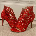 Rumbidza Red Satin Rhinestone Heels Photo 0
