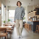 J.Crew Women's Flip Striped Hooded Sweatshirt Size XS White and Navy Cotton Photo 9