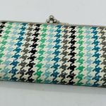 NWT Perfect Image Houndstooth Vinyl Green White Patter Snap Closure Wallet Photo 2