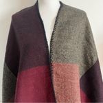 Mud Pie  • Burgundy Plaid Blanket Shawl Poncho Photo 2