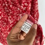 PaperMoon  Larie Tie Sleeve Red‎ Floral Print High Low Chiffon Blouse NWT Size L Photo 5