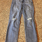 Willow + Root Distressed Mom Jeans Ripped Knee Denim Button Fly Size 28 Blue Photo 0