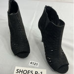 Womans Candies Booties 8.5 M Black Vented Back Zip Peeptoe Stilettos Heel Photo 0