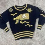 ESCADA Margaretha Ley Navy Gold Nautical Sweater Top / Size 36/ US S/ Germany Blue Photo 3