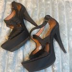 Satin Pura Lopez Elegant Black Platform Heels size 7.5 Photo 0
