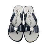 Brighton Bowie Black Jewel Rhinestone Sandal Sz 6 Dust Bag Wedge Beach Flip Flop Photo 1