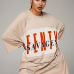 Savage X Fenty Shirt Dress Beige Oversized Graphic Tee Dress Size XS Casual Photo 1