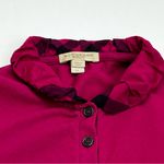 Burberry  Brit‎ Womens Size Medium Pink Mock Neck Long Sleeve Polo Ruffle *FLAW* Photo 4
