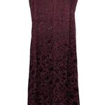 Laura Ashley Burgundy Floral Sleeveless Maxi Dress Silk Blend V Neck Size 4 Photo 0