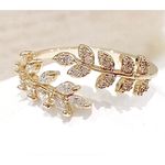 Boutique NEW Women's 14k Gold‎ Filled Solid Leaf Simulated Diamond Adjustable Ring Photo 1